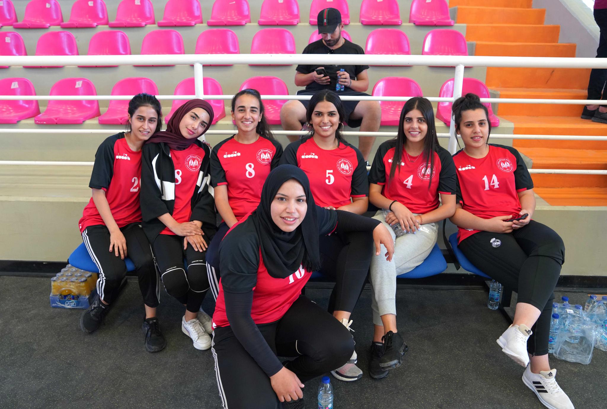 Women's volleyball match between AAUP team and Marj Ebin Amer team