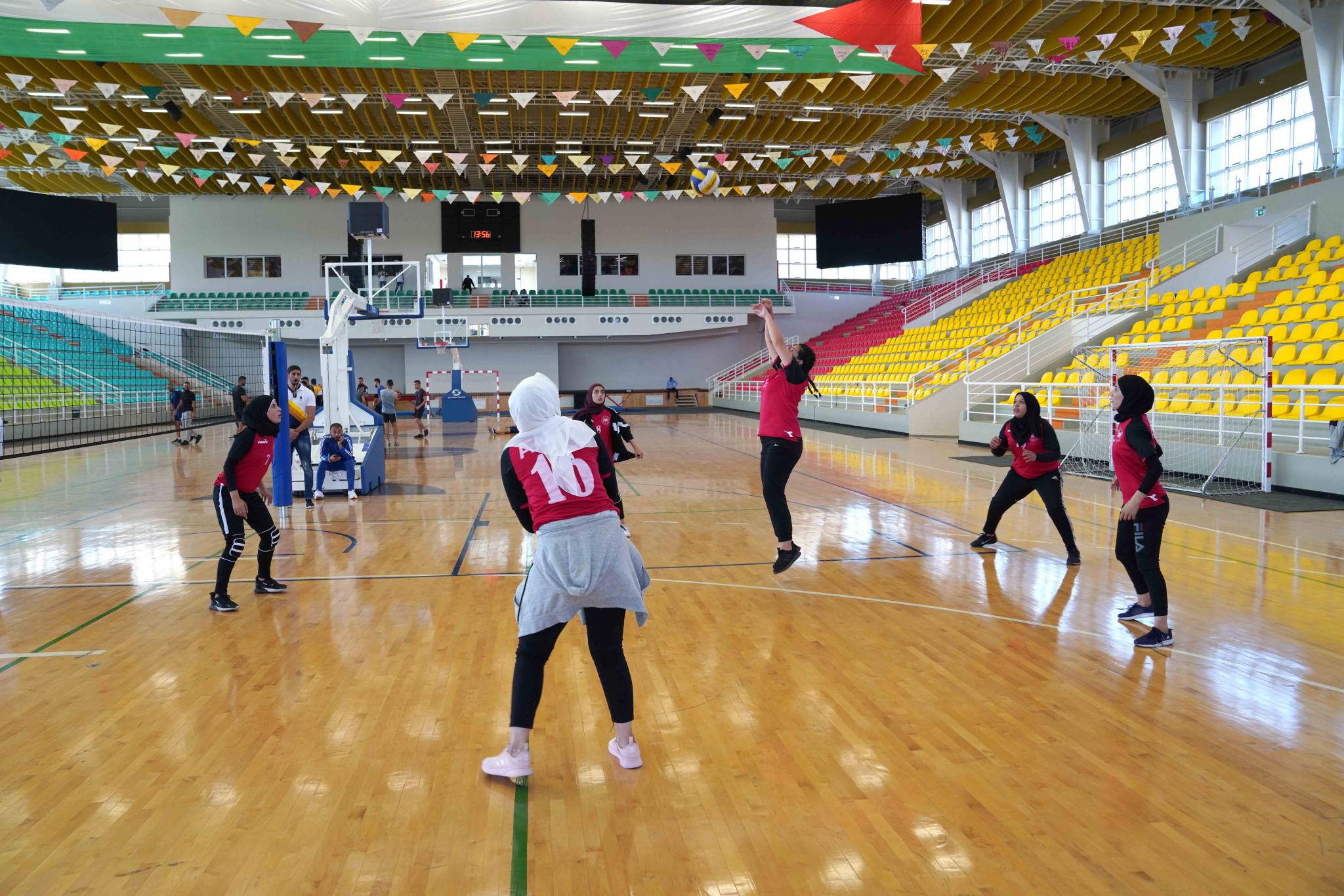 Women's volleyball match between AAUP team and Marj Ebin Amer team