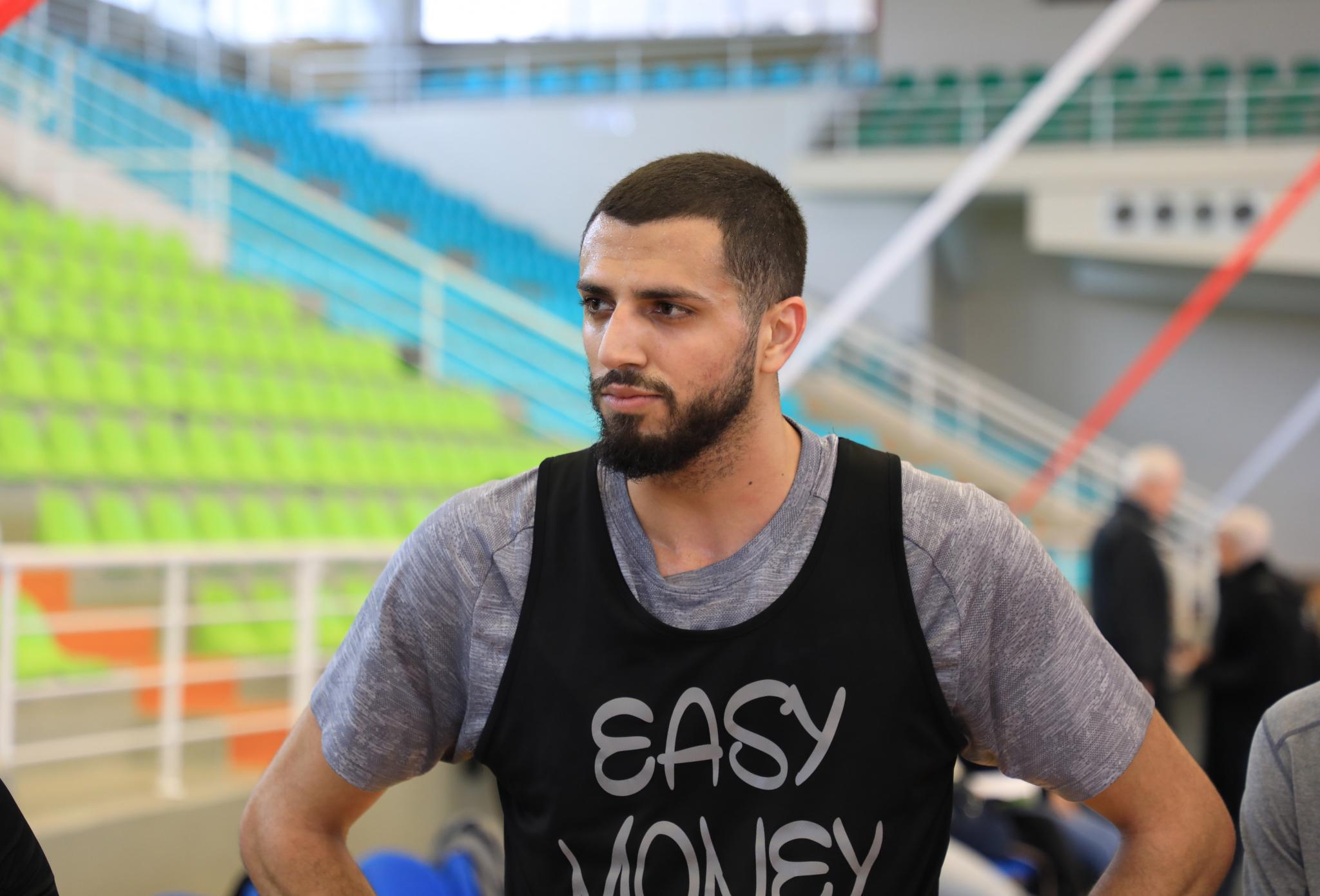 Part of the training of the Palestinian basketball team in the sport hall in AAUP