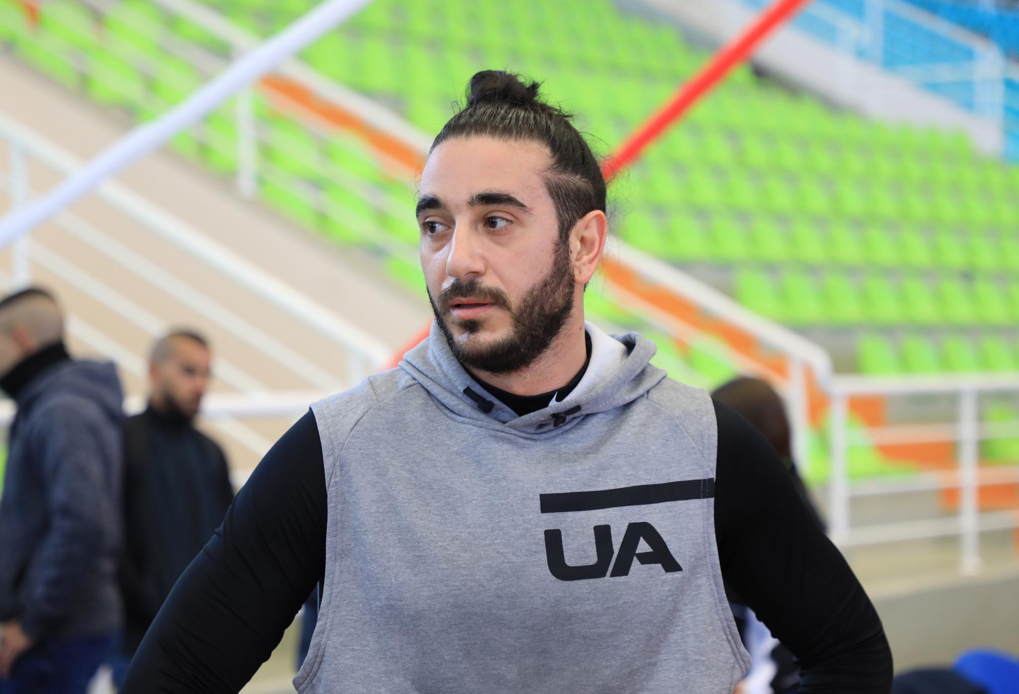 Part of the training of the Palestinian basketball team in the sport hall in AAUP