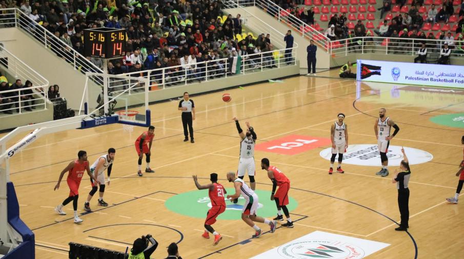 The Basketball game between the Palestinian team and Sri Lanka team in the Sport Hall