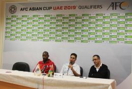 FOOTAGE FROM THE PRESS CONFERENCE FOR PALESTINE AND MALDIVES TEAMS COACHES