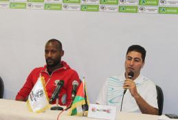 FOOTAGE FROM THE PRESS CONFERENCE FOR PALESTINE AND MALDIVES TEAMS COACHES